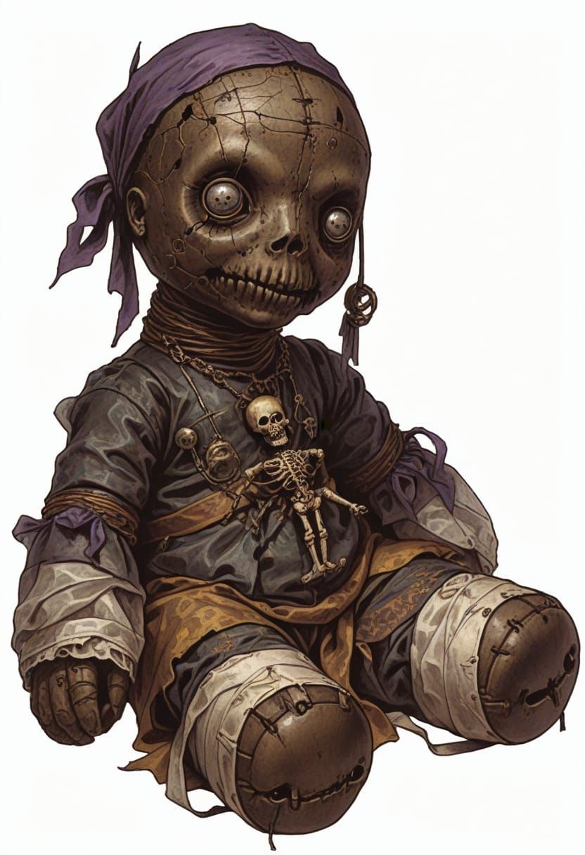 Creepy 18th Century Voodoo Doll Illustration