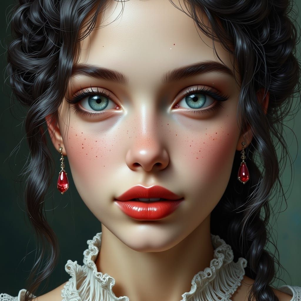 Ethereal Woman's Portrait with Milky Eyes