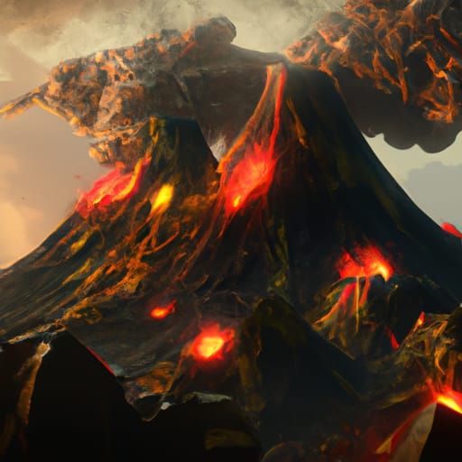 Volcano Dark Fantasy Concept Art in 8K