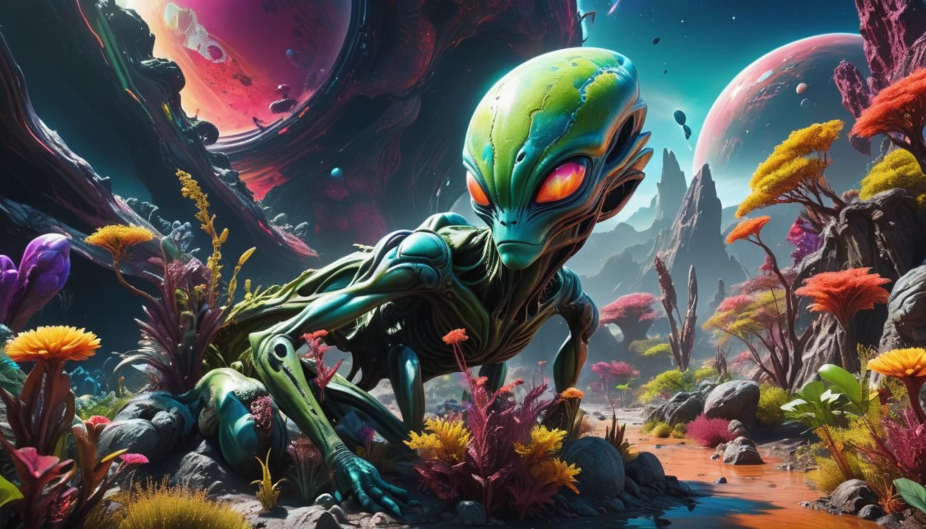 Exotic Alien Landscape with Riotous Colors in 8K