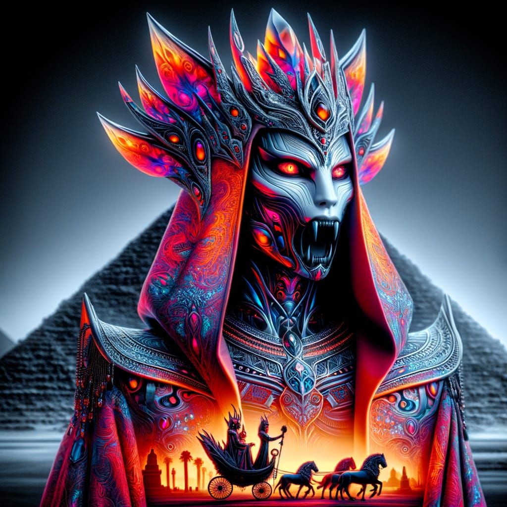 Otherworldly Sorcerer Vampiric Figure in Chrome Skin