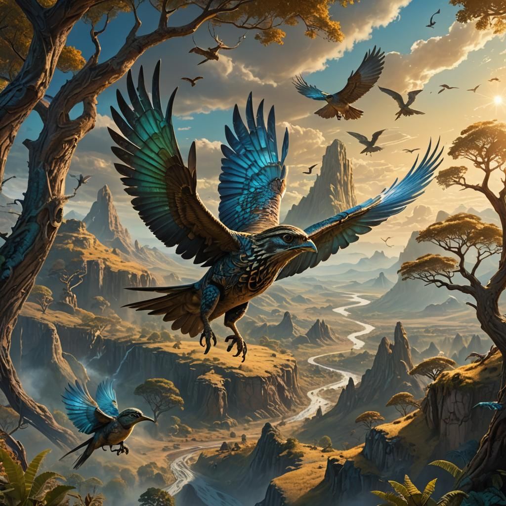 Skylark Flies Over Dinosaur Valley: Matte Painting