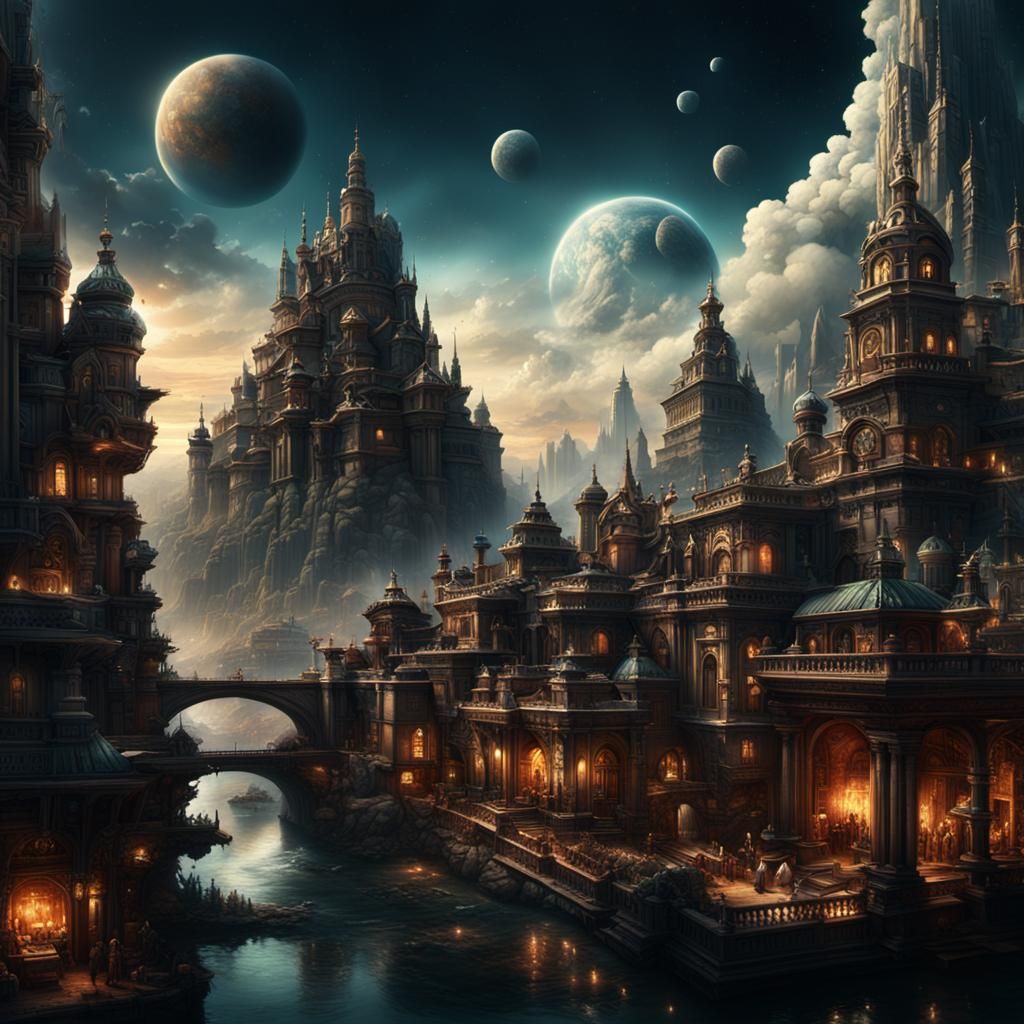 Dramatic Maximalist Digital Matte Painting