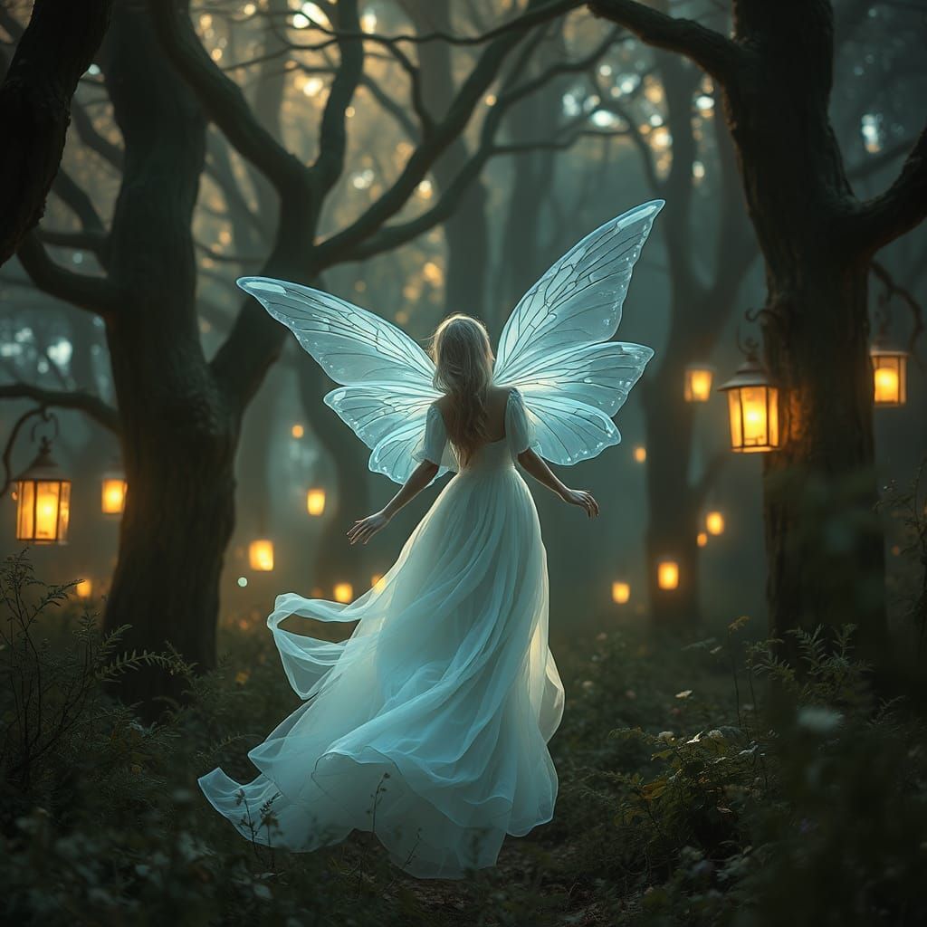 Ethereal Fairy Drifting Through Ancient Forest