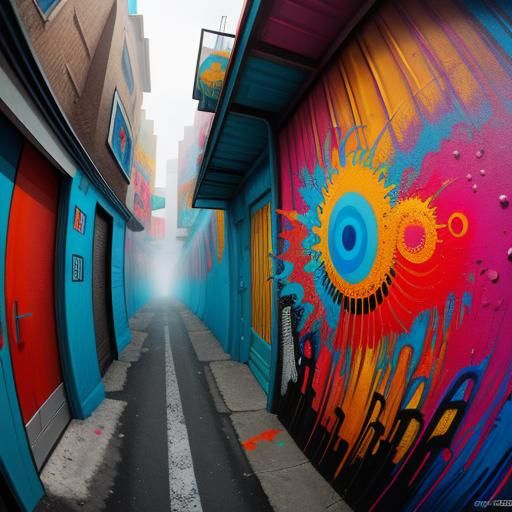 Soup Woman Graffiti Art in City Alleyway