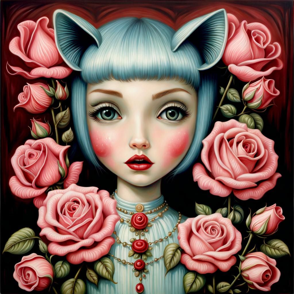 Surreal Roses in Pop Surrealist Style