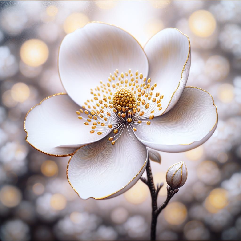 Photorealistic Franklin Flower with Gilded Edges