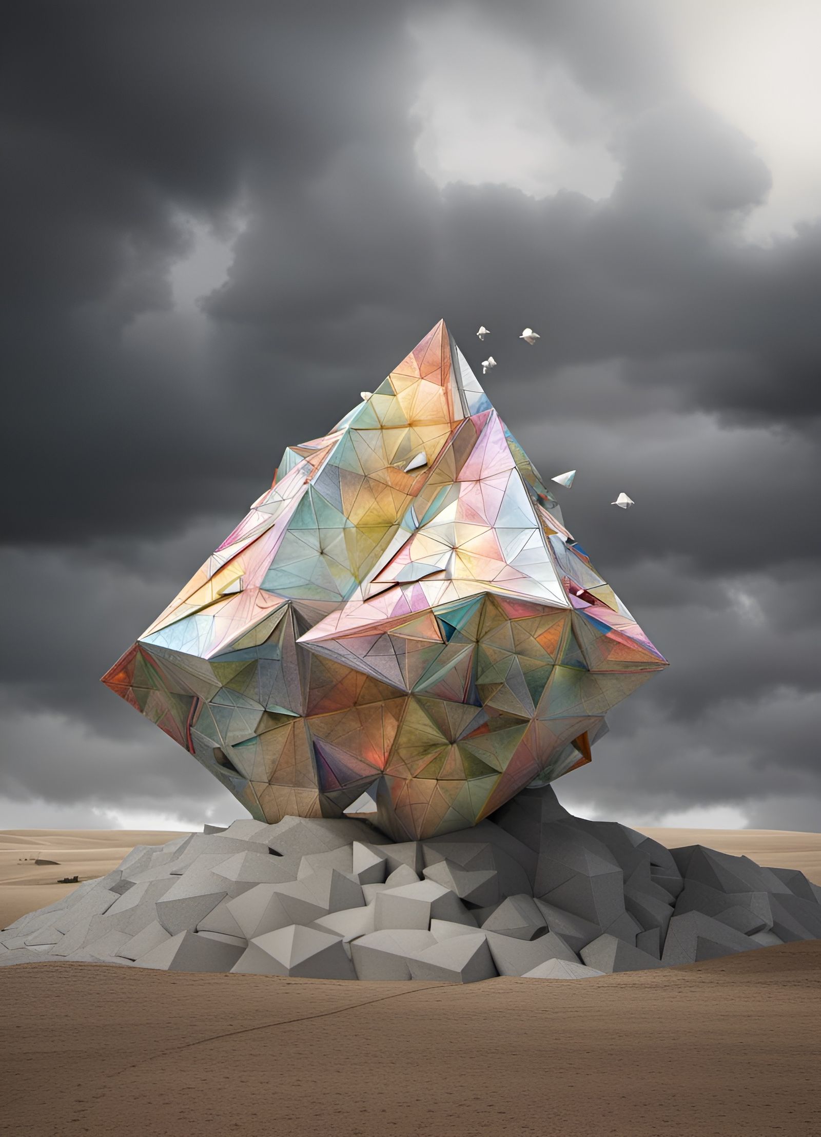 Photorealistic Origami Art Inspired by Moshe Safdie