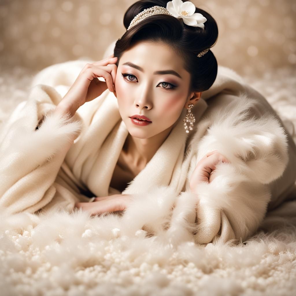 Japanese Model Reclining: Glamour Magazine Photography