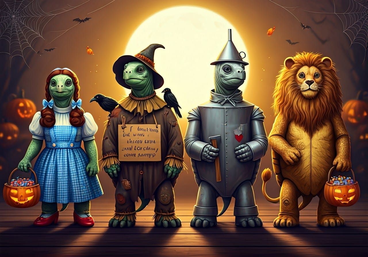 Turtles as Wizard of Oz Characters in Halloween Costumes
