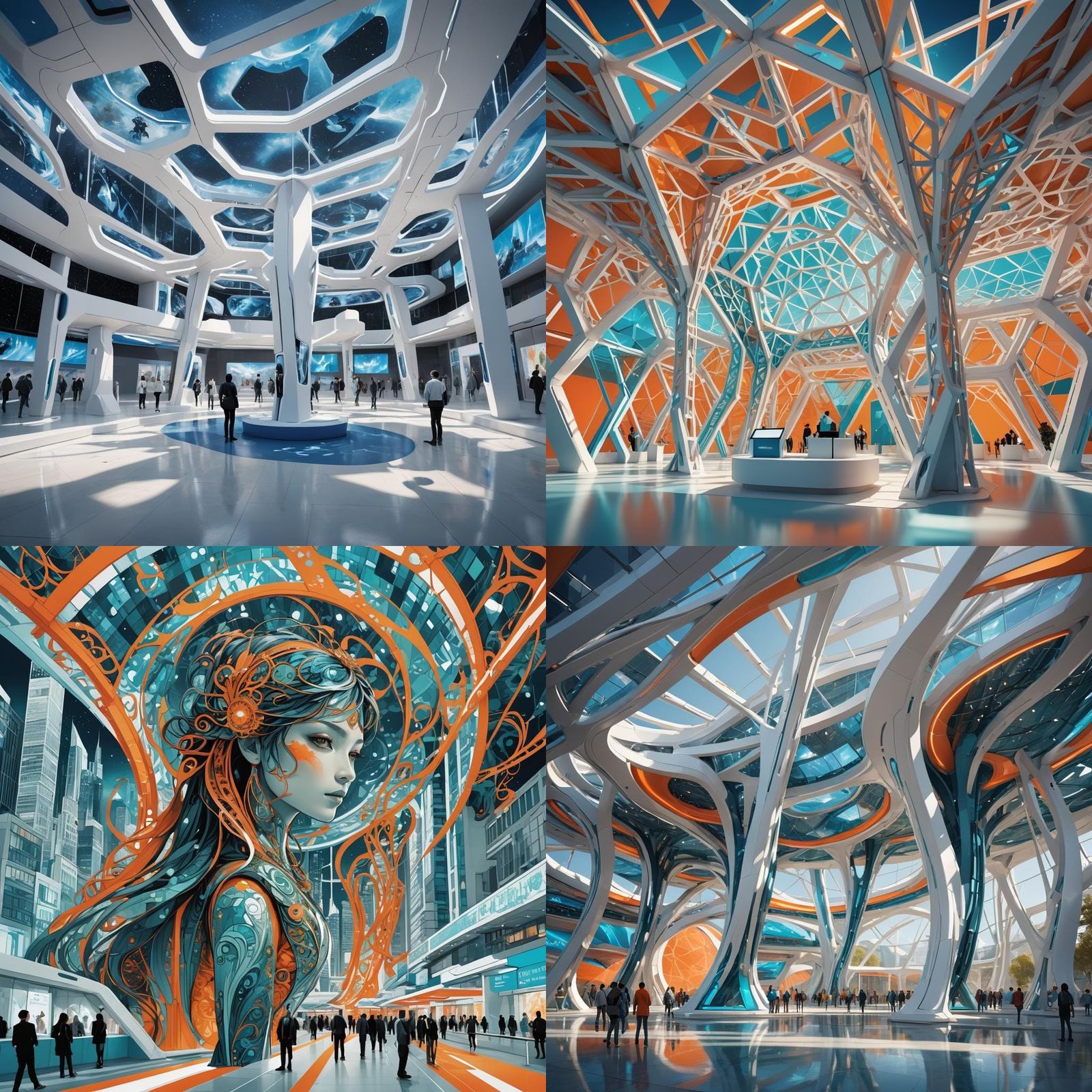 Futuristic Exhibition Pavilion in White and Blue