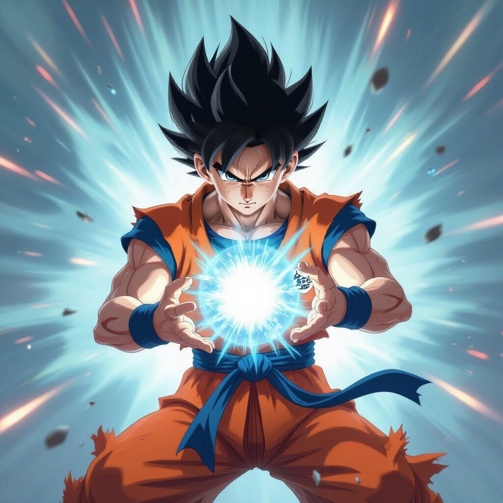 Son Gohan Unleashing Energy in Anime Style