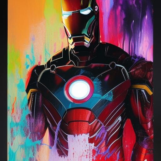 Ink Splash Iron Man in Digital Art Style