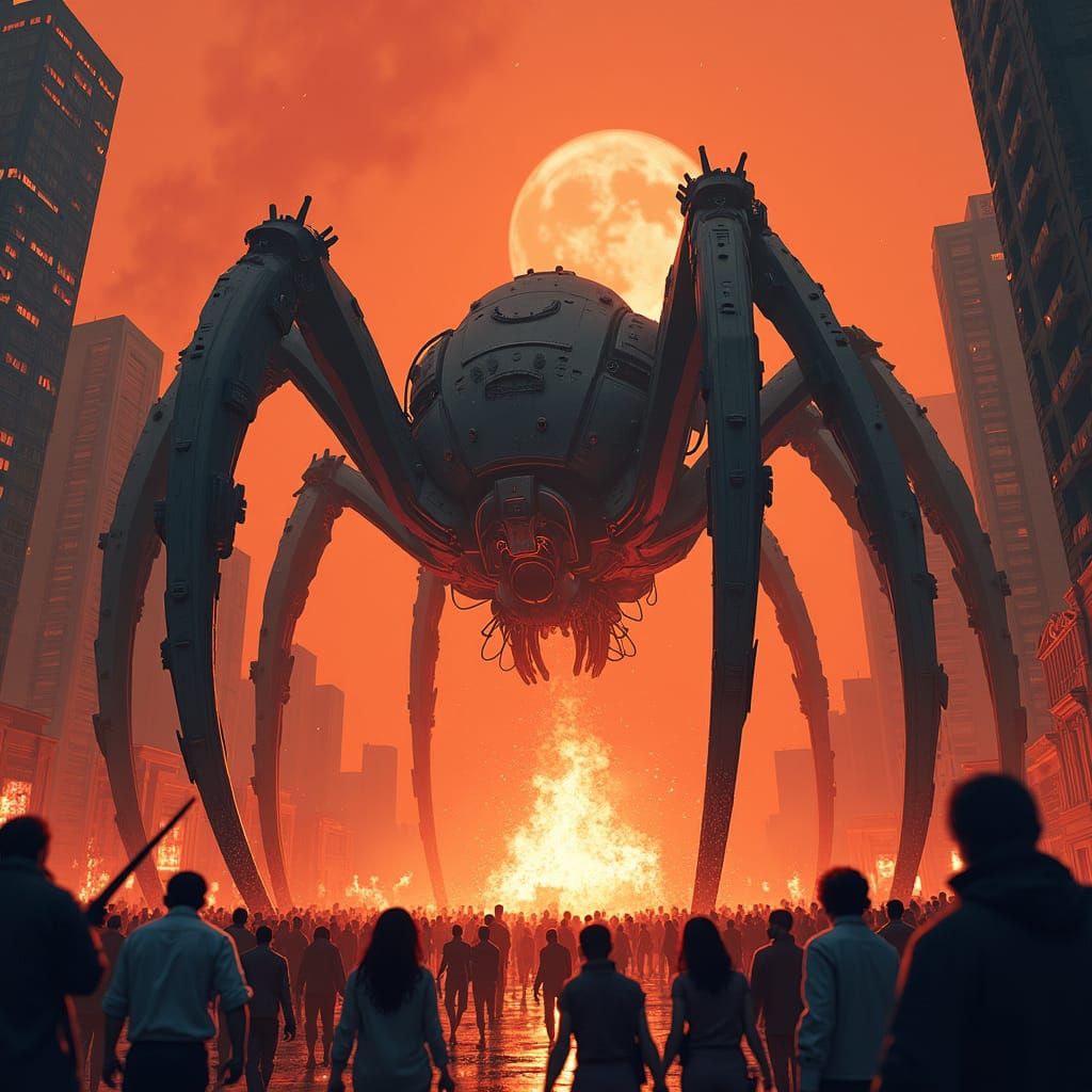 Martian War Machine in Graphic Novel Style