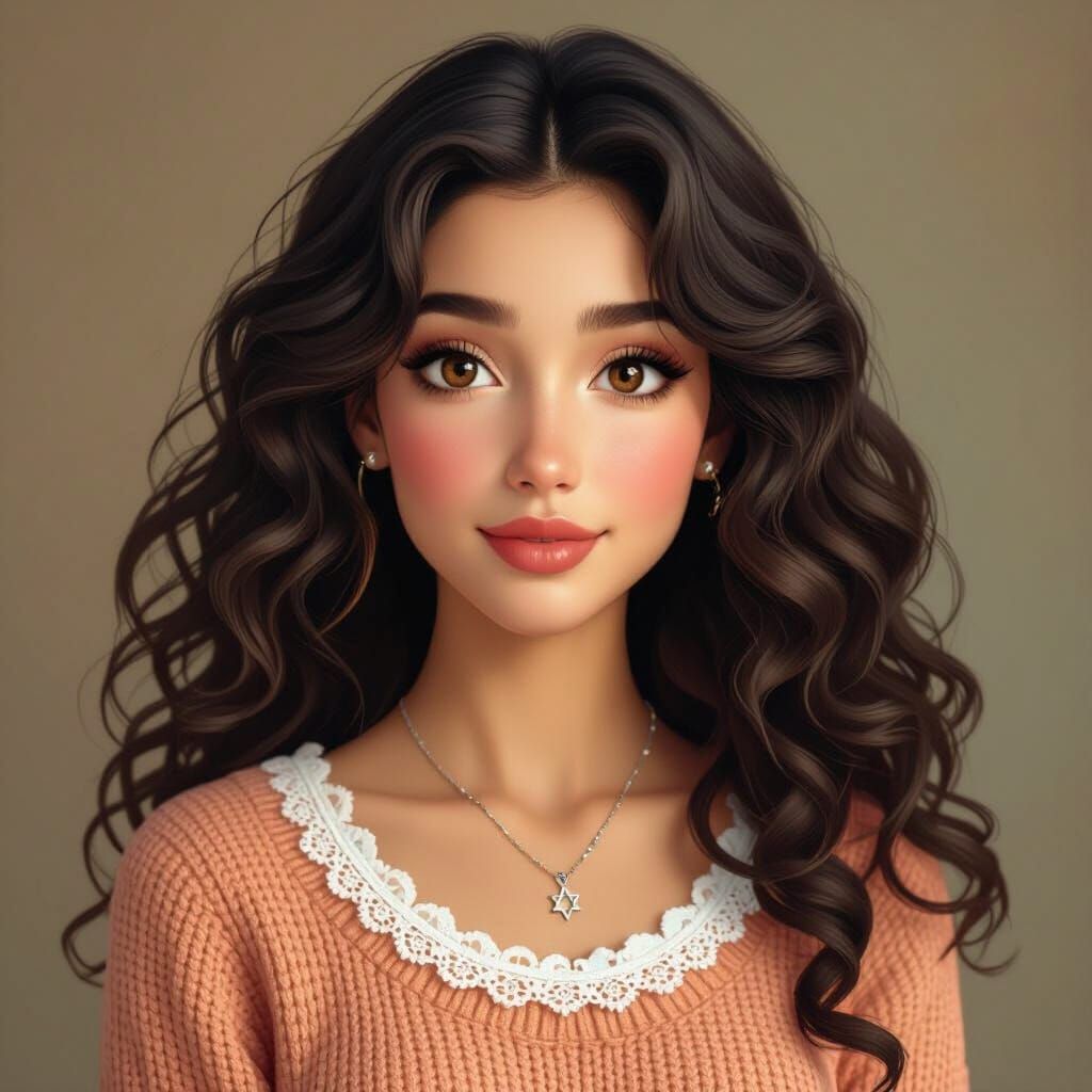 Portrait of a Woman with Star of David Charm