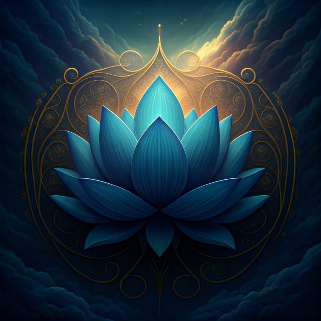 Otherworldly Blue Lotus in Matte Painting Style