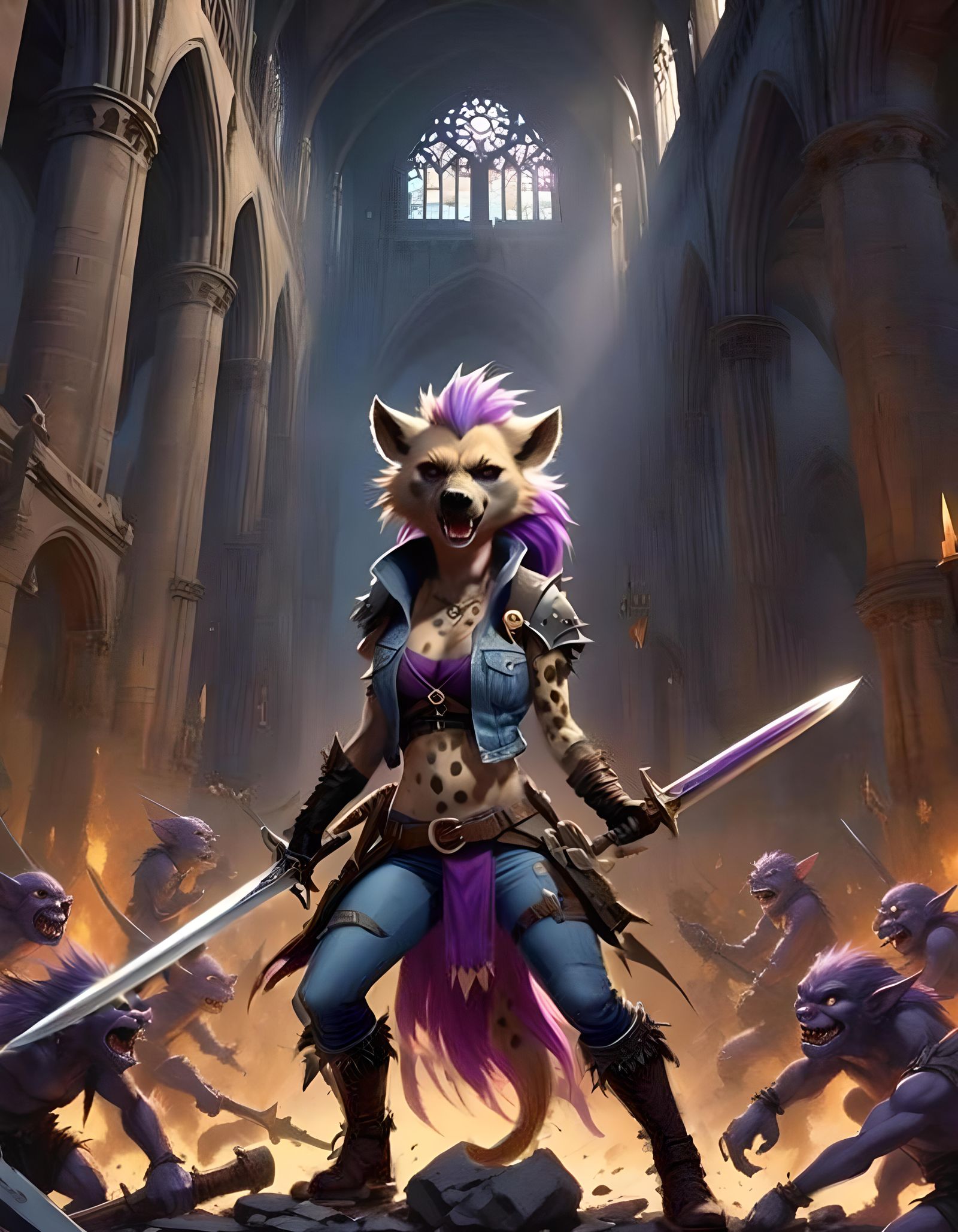Warrior Woman Battles Goblins in Cursed Cathedral