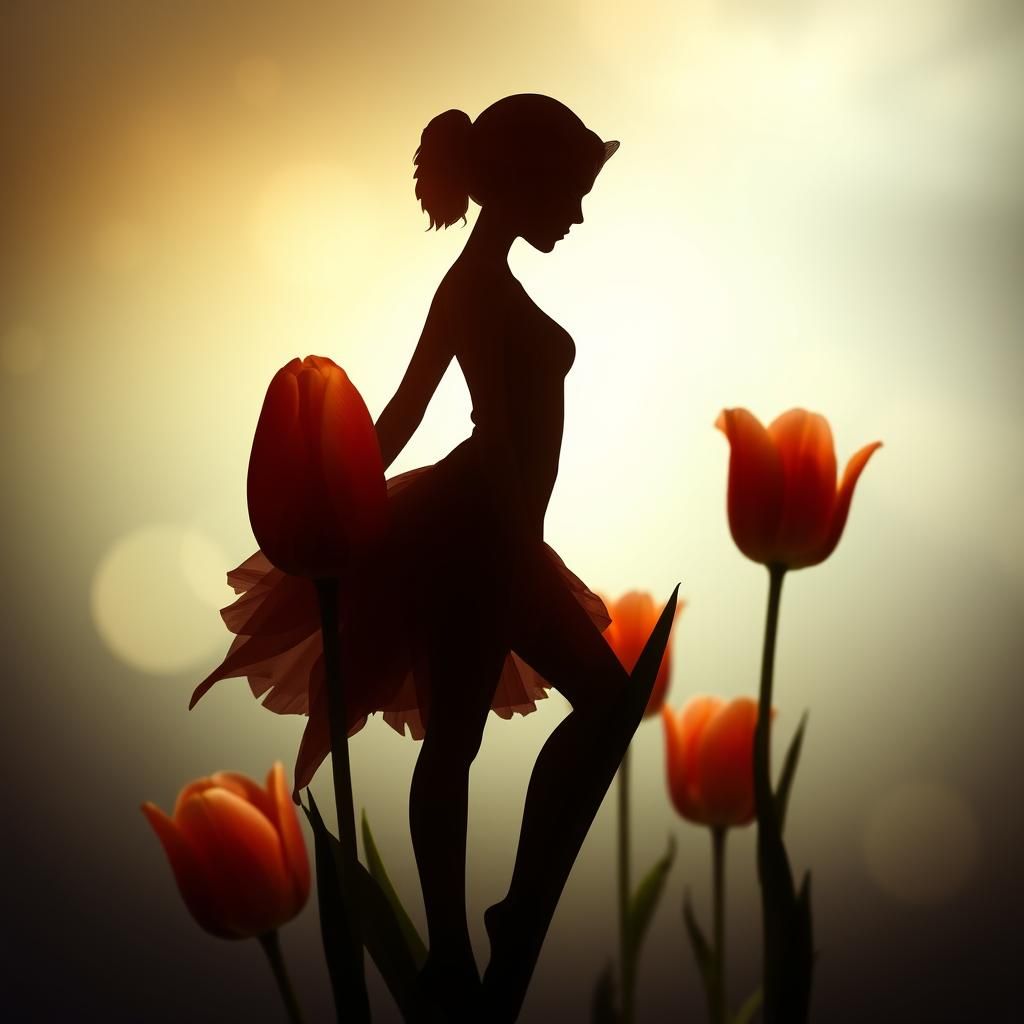 Ethereal Tulip Silhouette in Fantasy Style