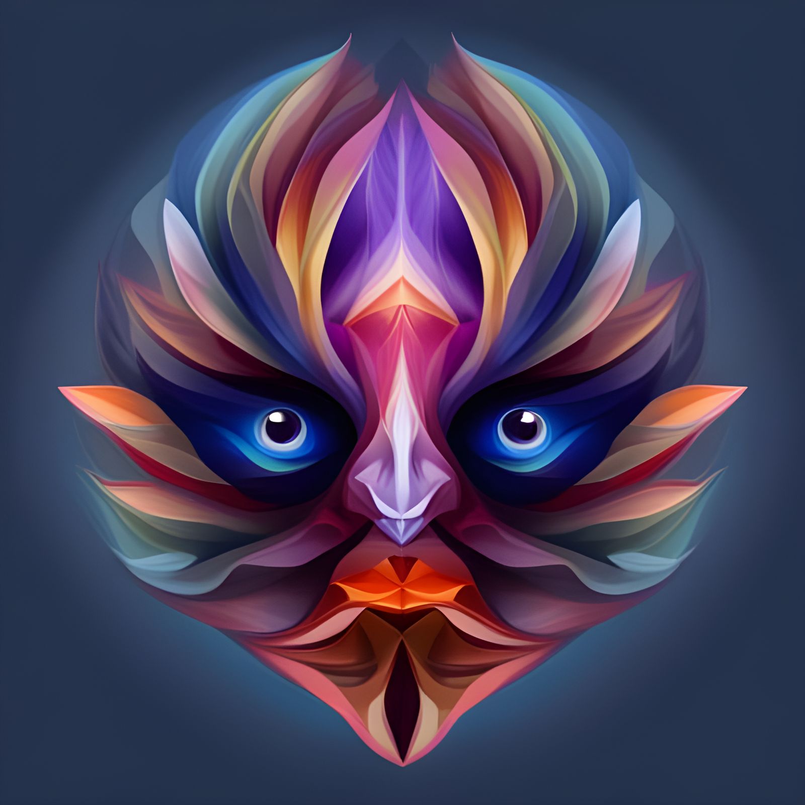 Symmetrical Alien Flower Spirit with Fiery Colors