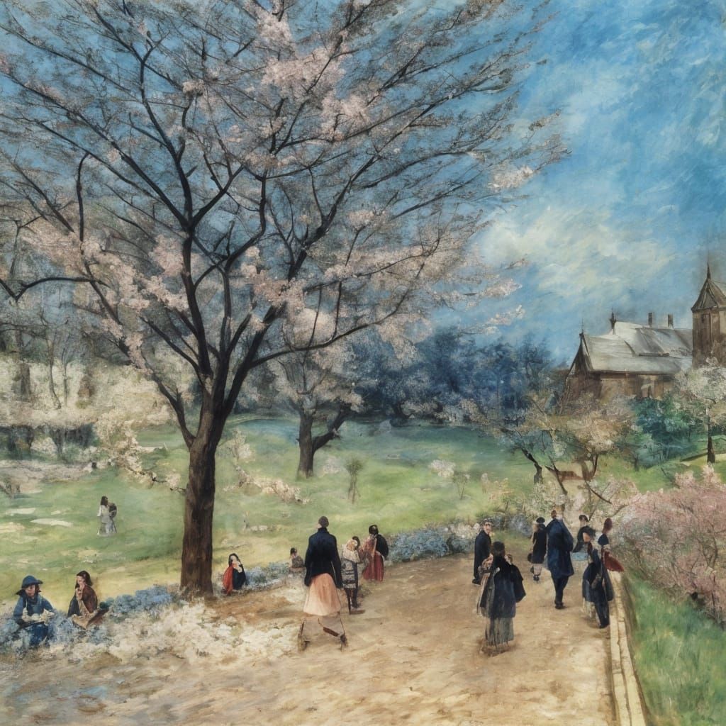 Vampires in Cherry Blossoms: Impressionist Style