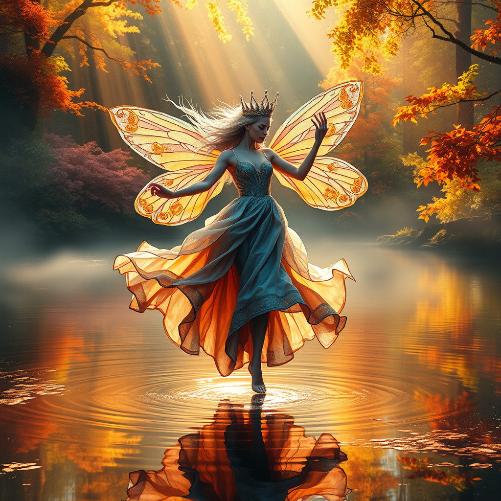 Fairy Queen Dancing in Magical Forest Concept Art