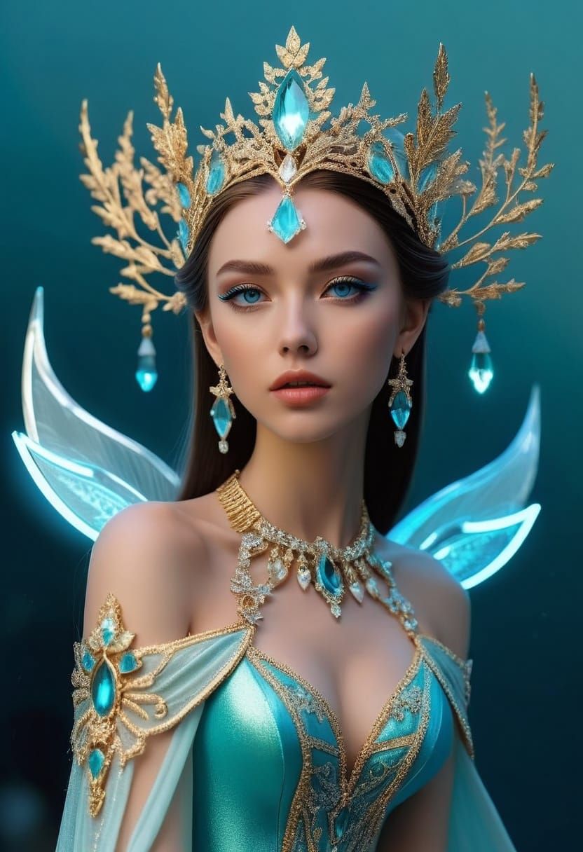 Elegant Ice Elf in Vibrant Anime Style