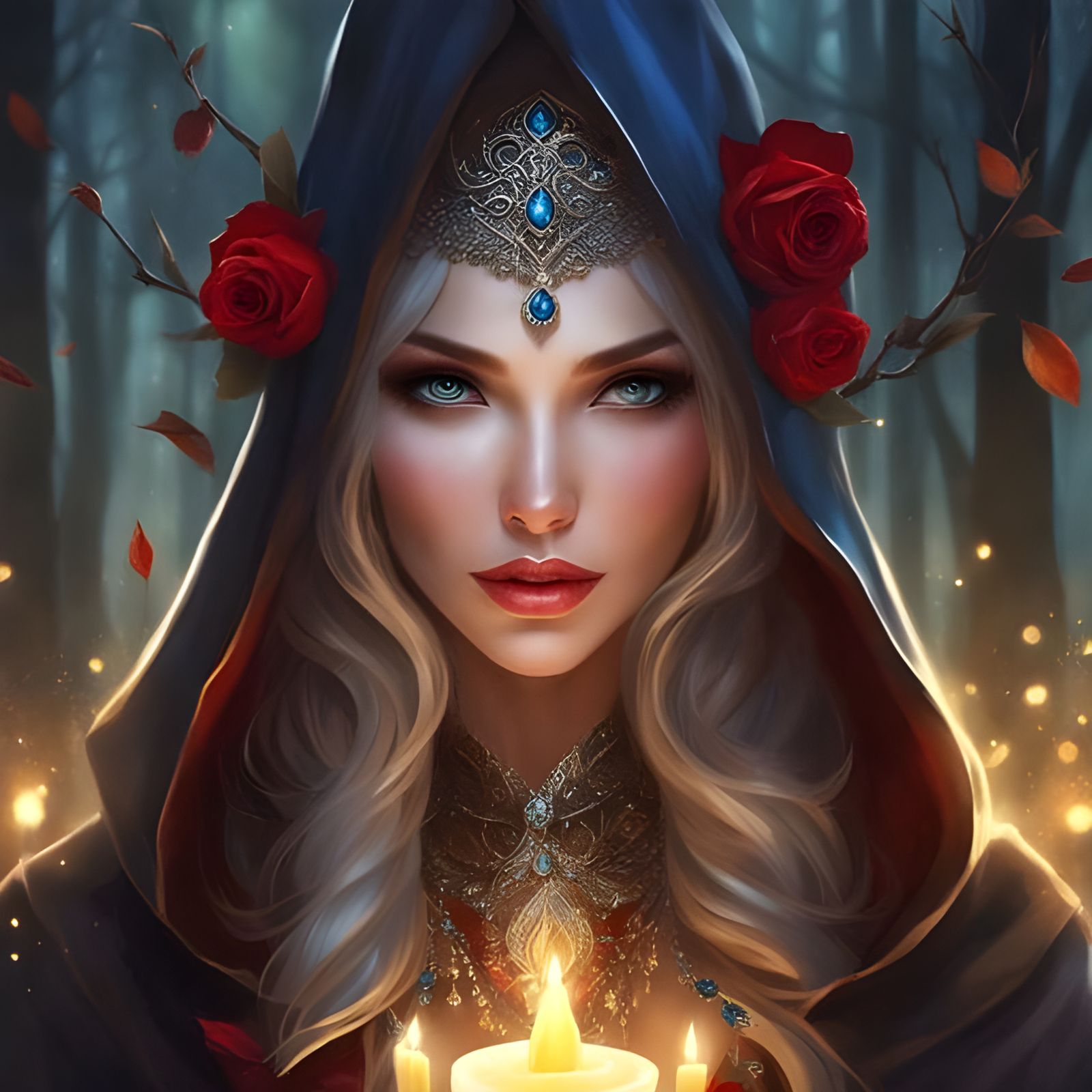 Ethereal Dark Enchantress Portrait with Black Magic