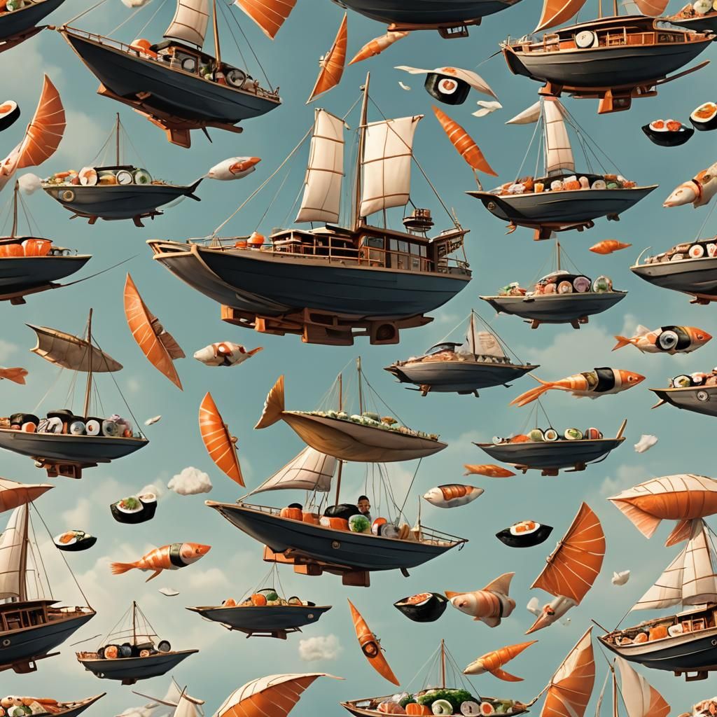 Flying Sushi Ships with Woven Sails