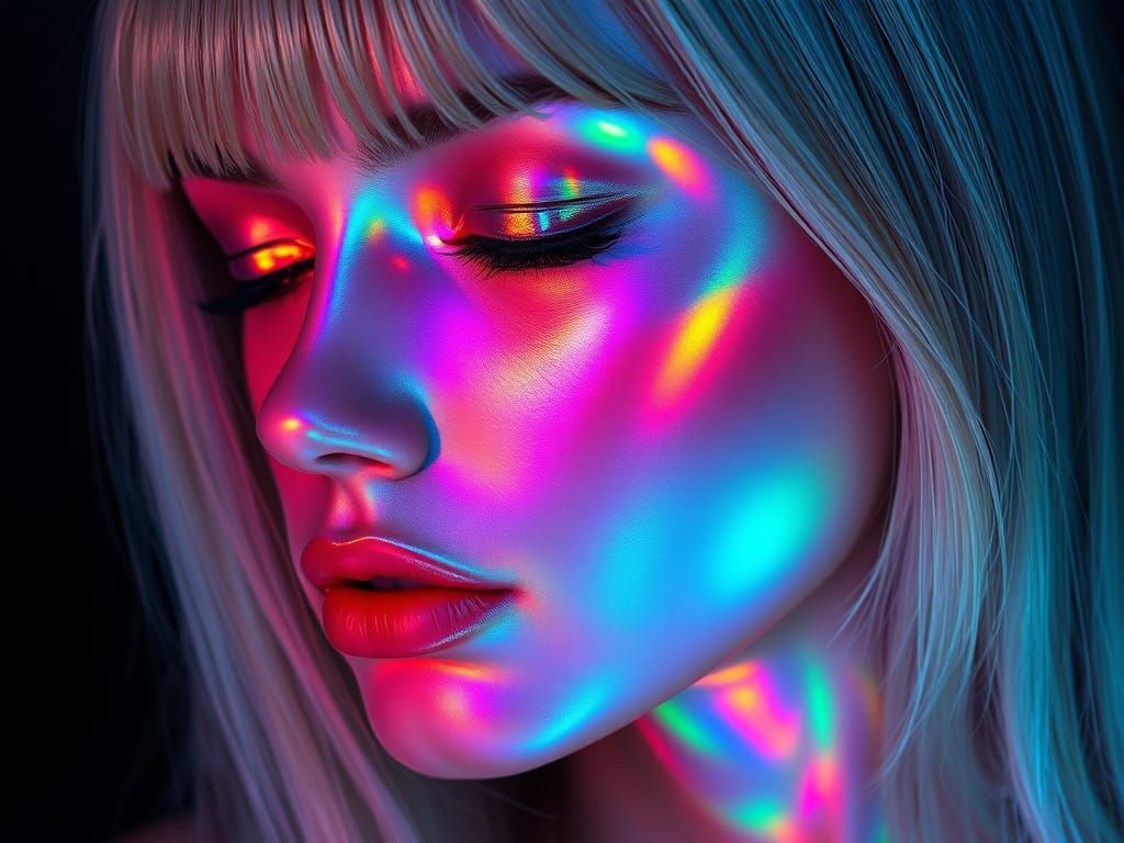 Futuristic Goddess with Shimmering, Metallic Skin