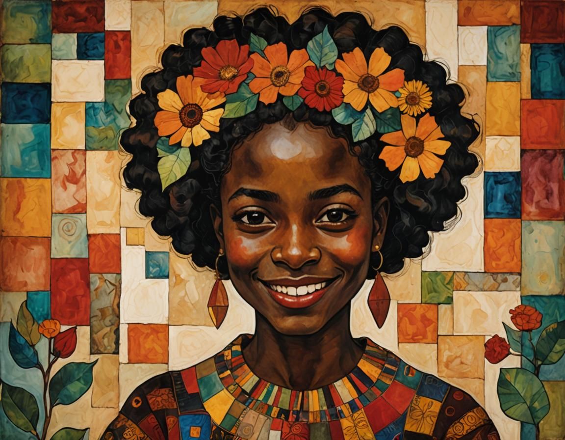 Smiling Girl in Surreal Portrait Style