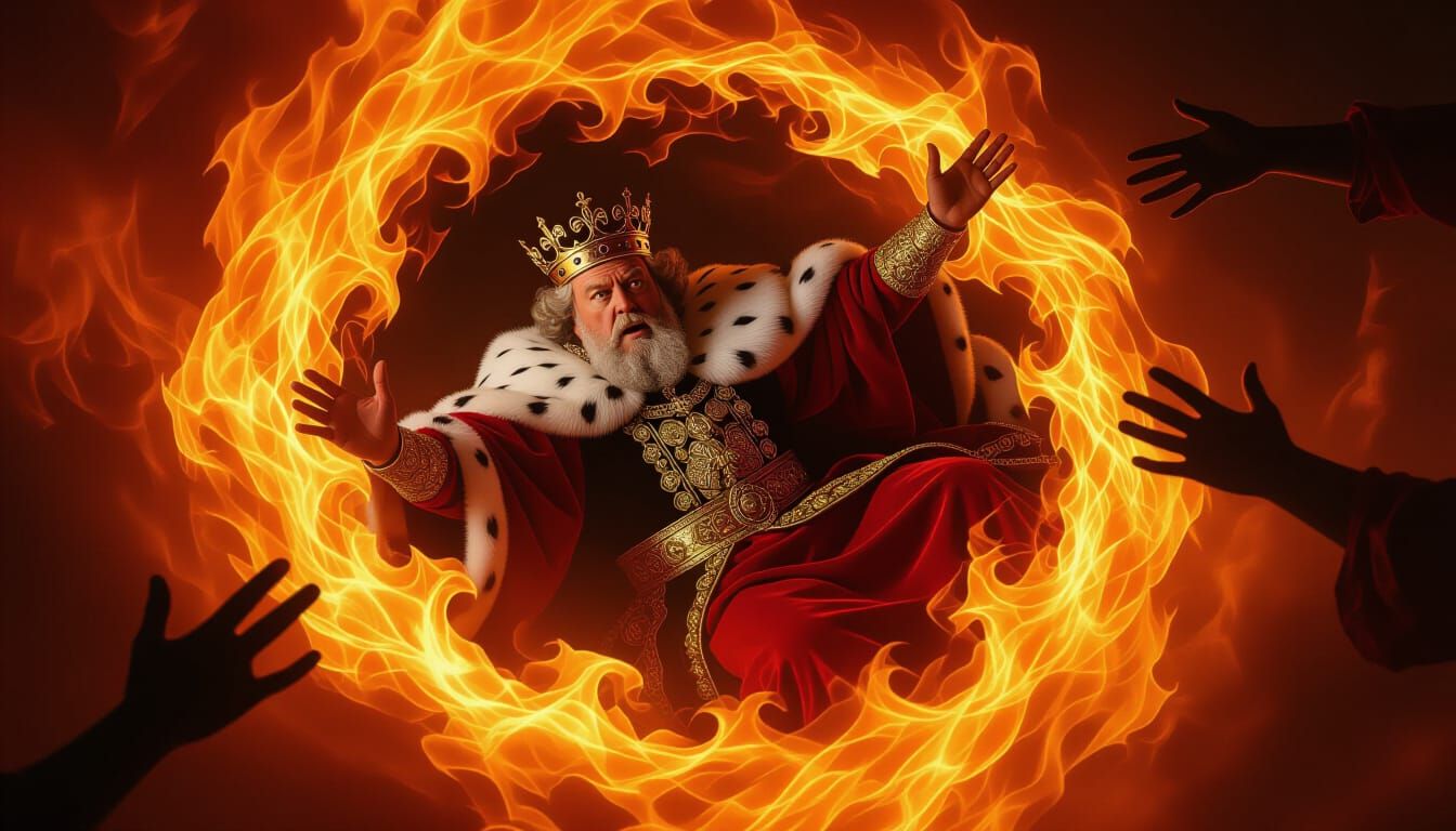 King Charles Falls Into Burning Hellfire With God-Like Hands