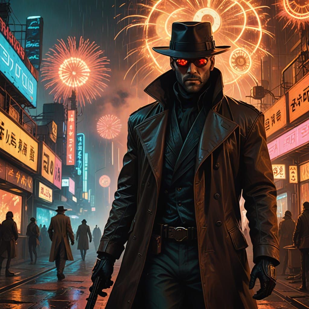 Steampunk Cyborgs Celebrate New Year in Neon-Lit 2049 Metrop...