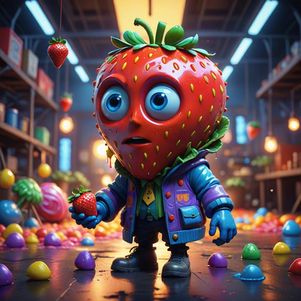 Mysterious Figure in Vibrant, Fantastical Environment