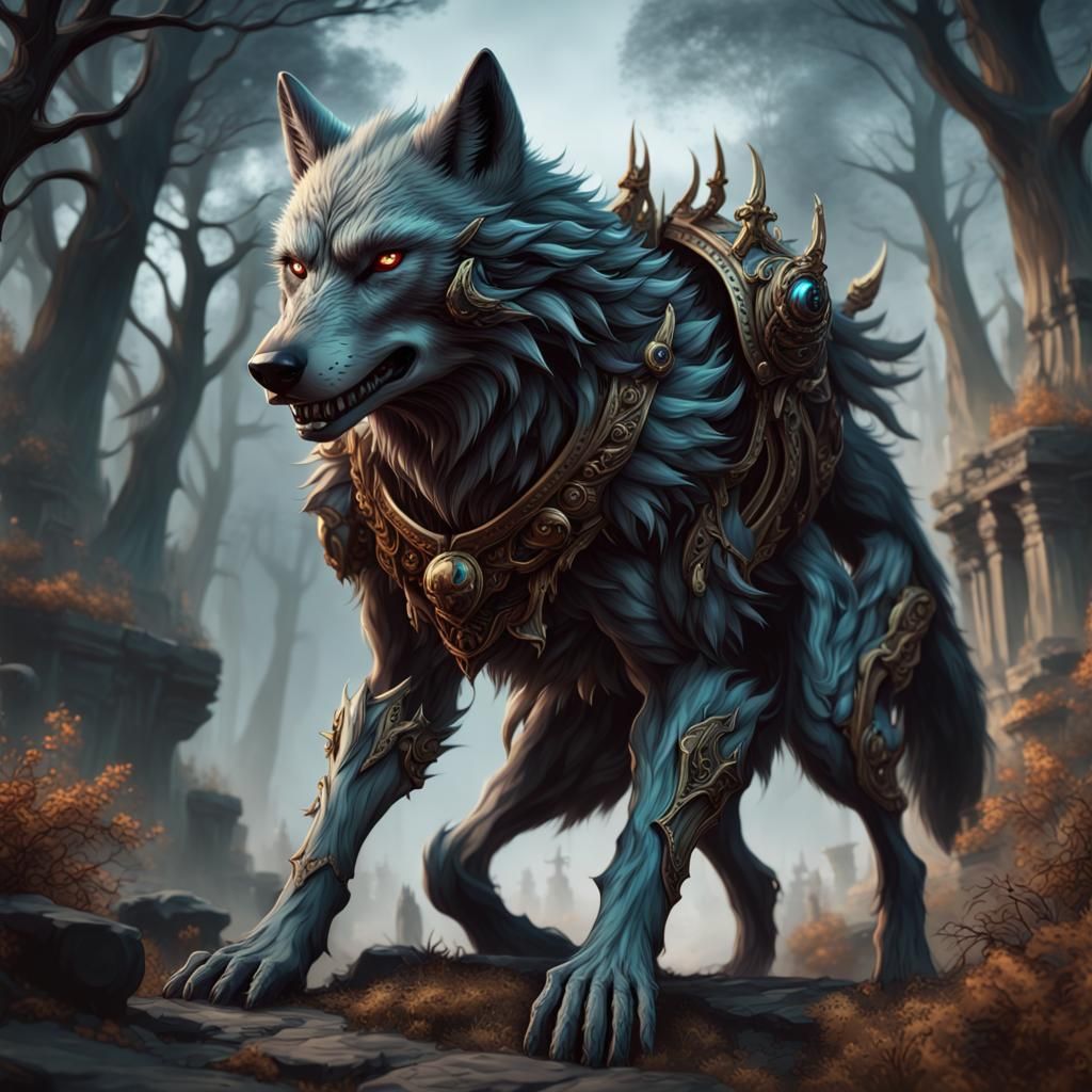 Death Personified: Humanoid Wolf in Detailed Matte Painting