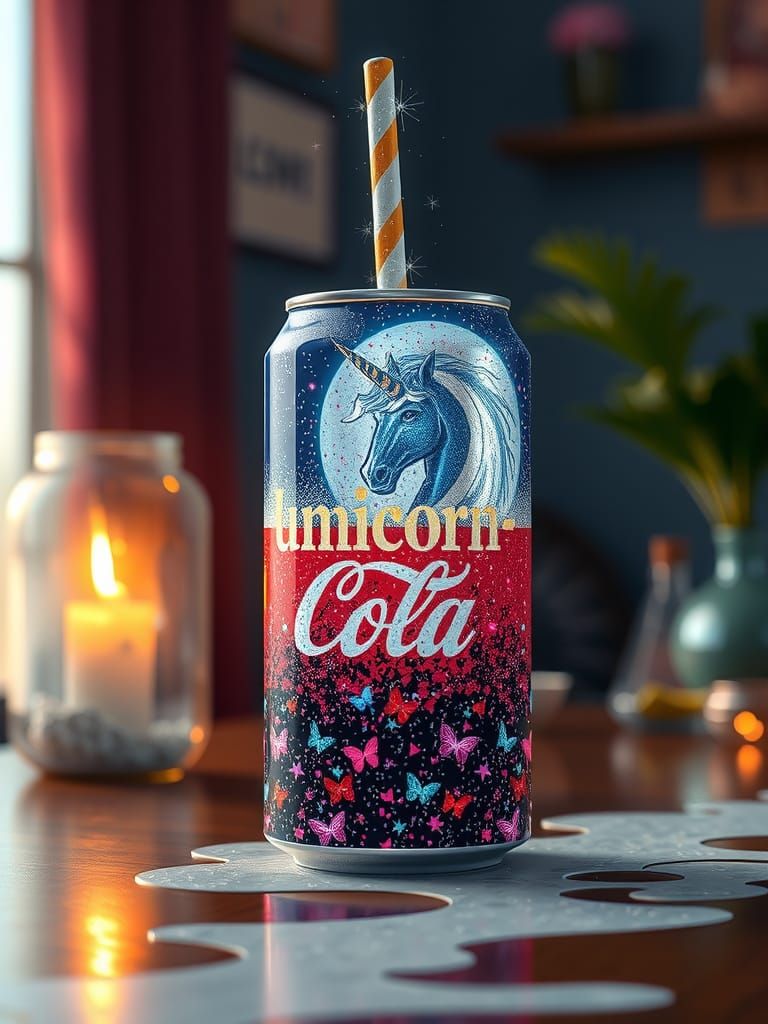 Sparkling Unicorn-Cola Can Digital Illustration