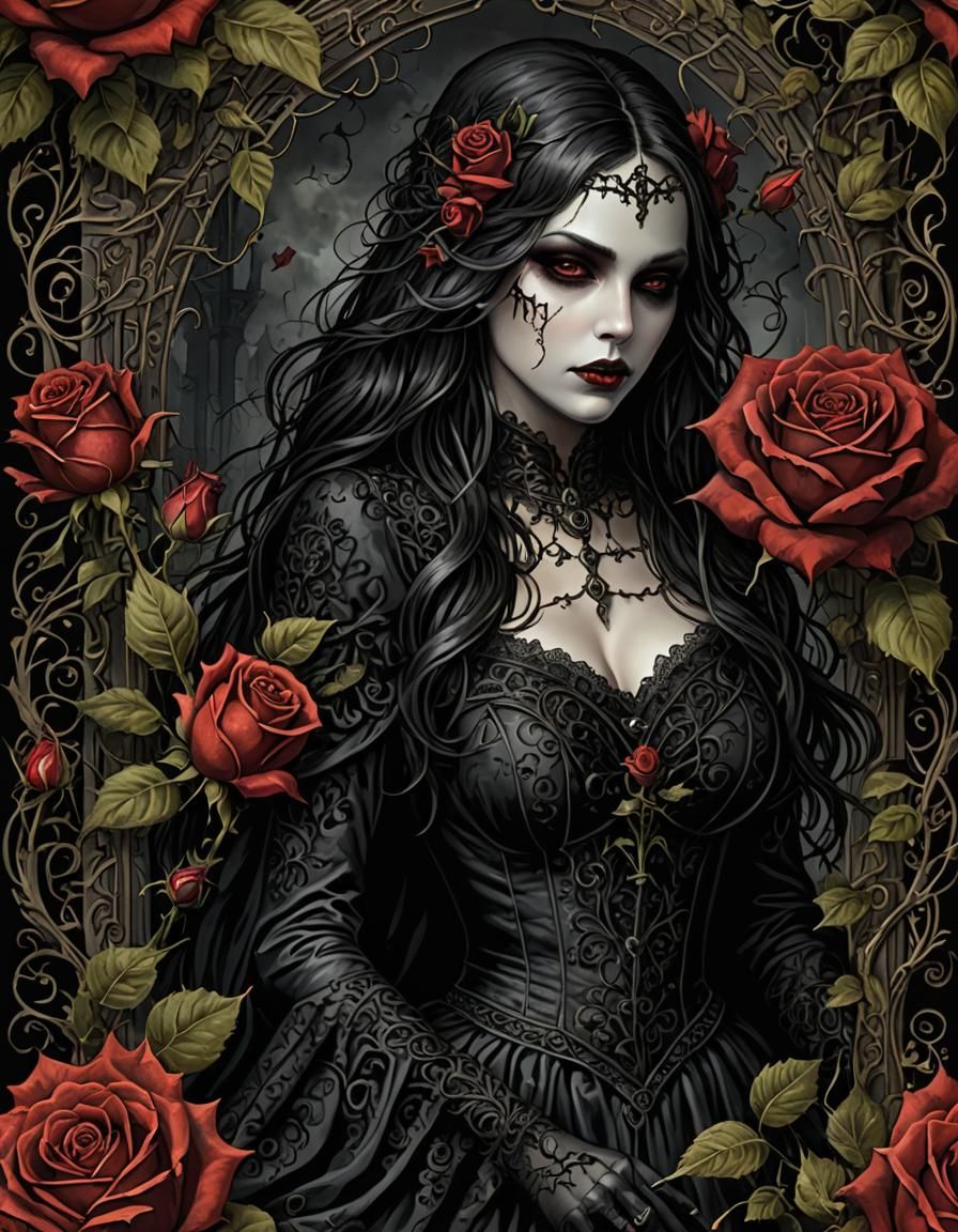 Gothic Dark Romance Book Cover with Skull and Roses