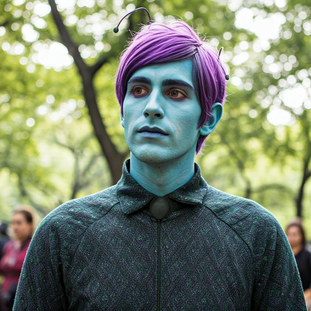 Man in Alien Clothes in Central Park