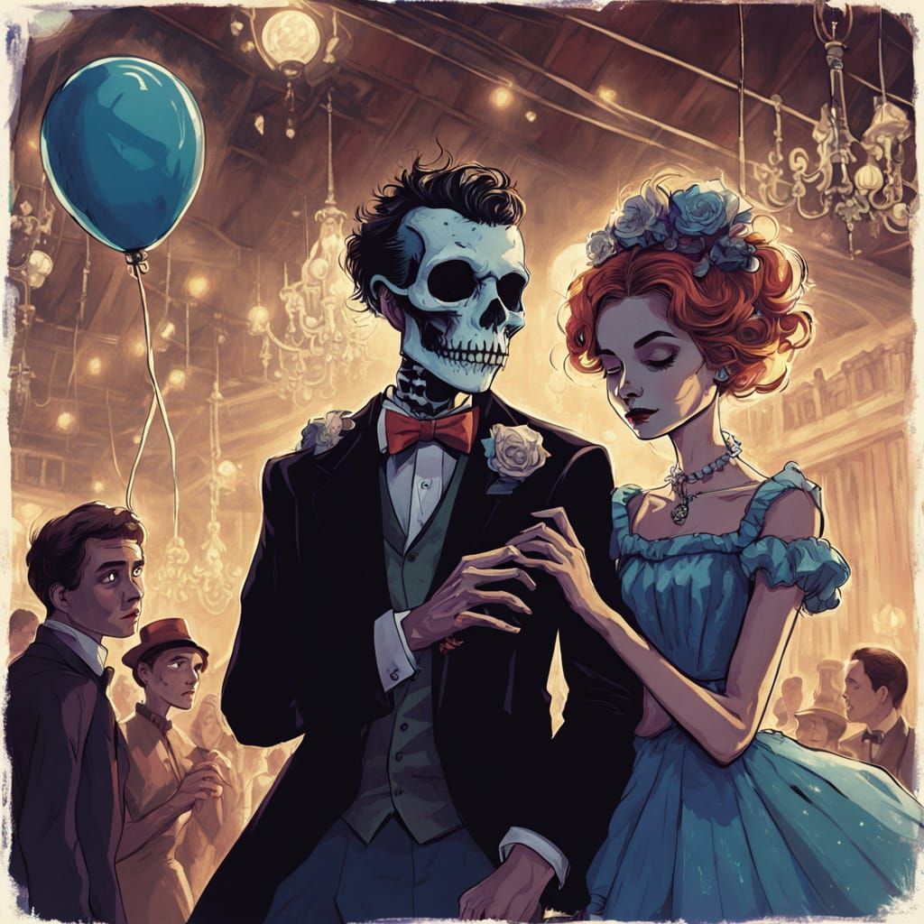 Undead Prom Night: Elegant Zombies Dance in Gothic Style