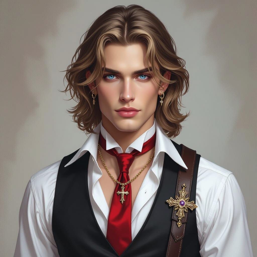 Dark Fantasy Gothic Man in Renaissance Style Digital Paintin...