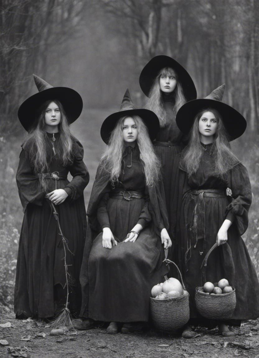 Vintage Photo of Young Women Witches