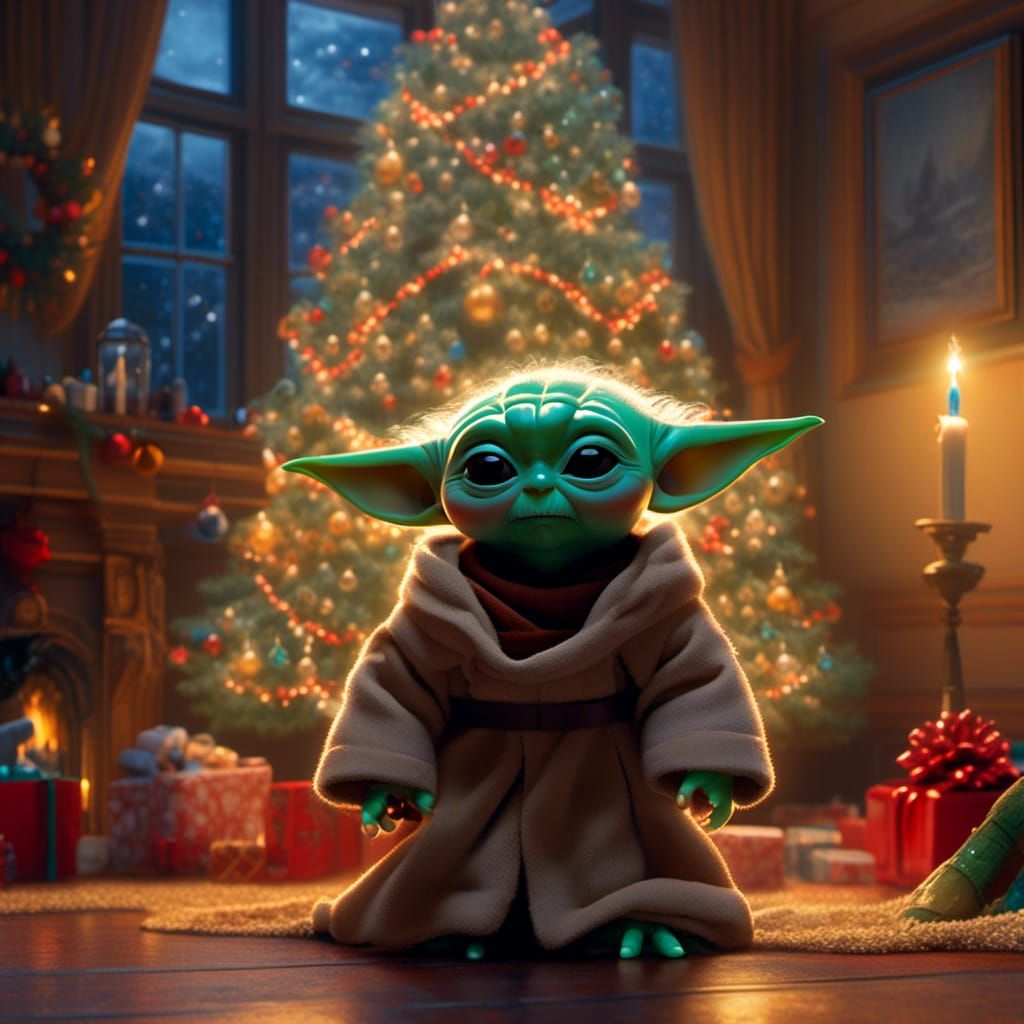 Grogu Celebrates Christmas in Victorian Style