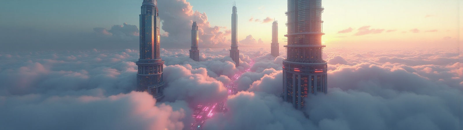 Futuristic City Suspended Above the Clouds