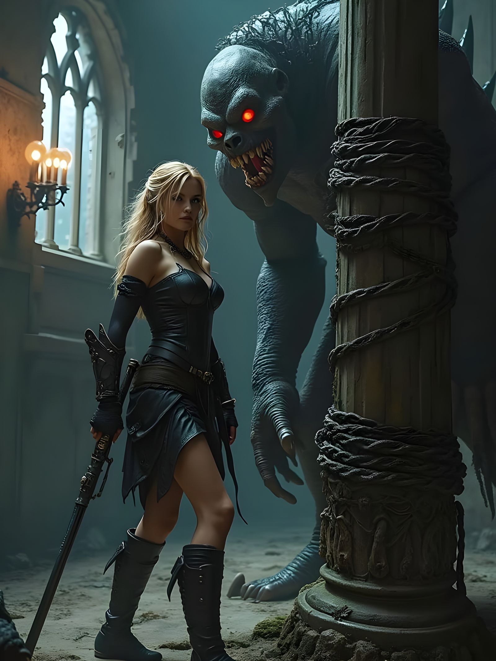 Beautiful Female Monster Hunter in Cinematic Hunt