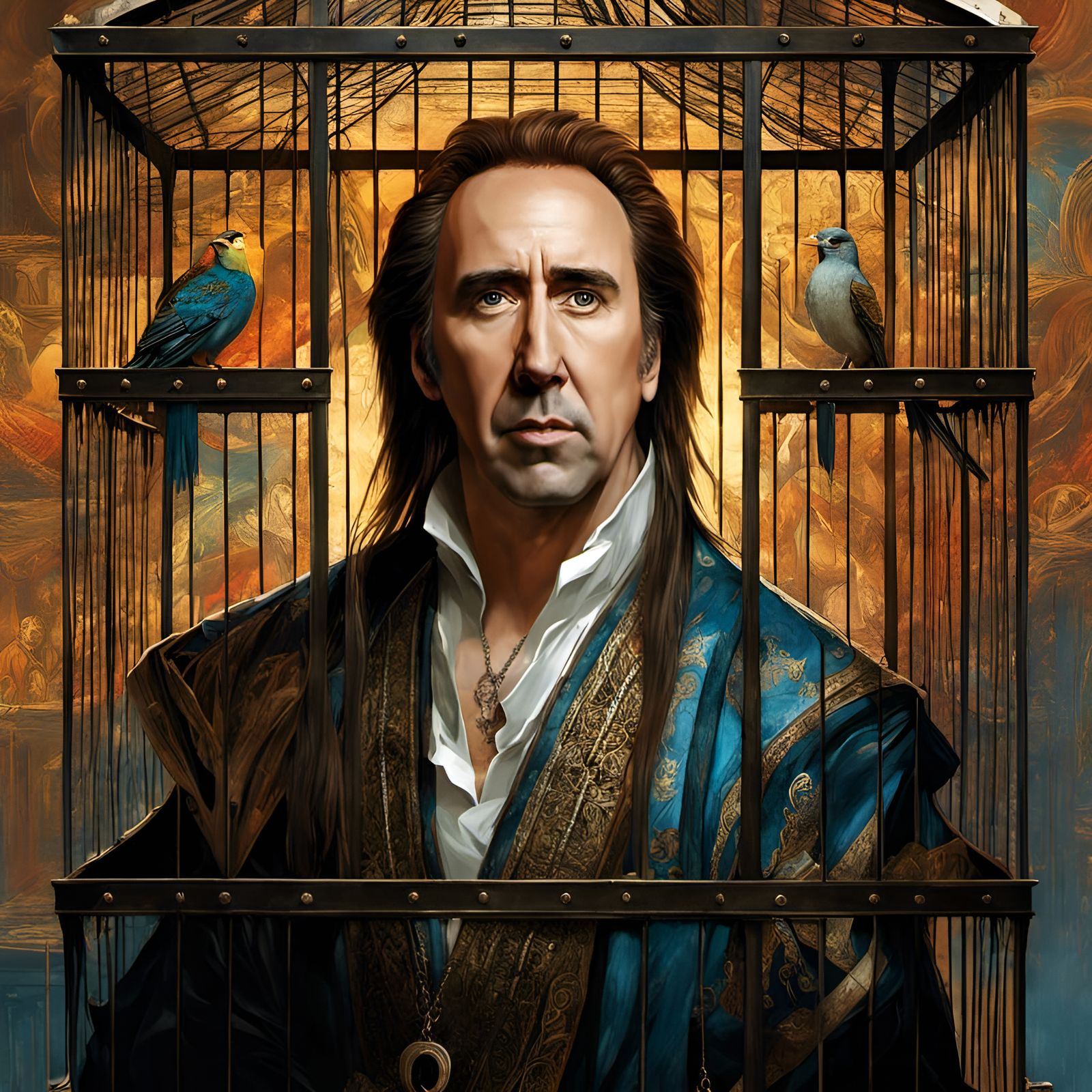 Nicholas Cage Portrait in Cage, Renaissance Style