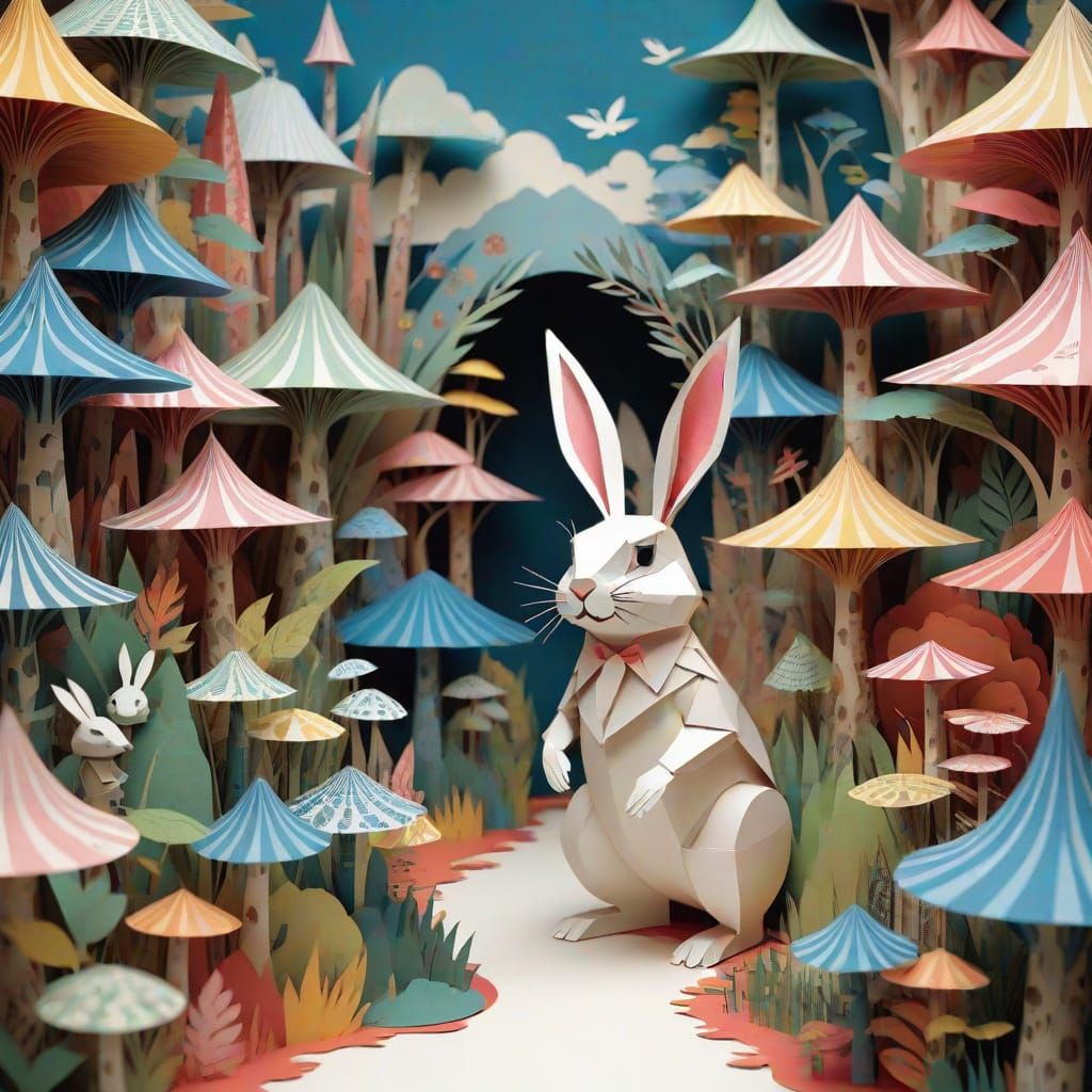 Rabbit in a Paper World Inspired by Artistic Masters