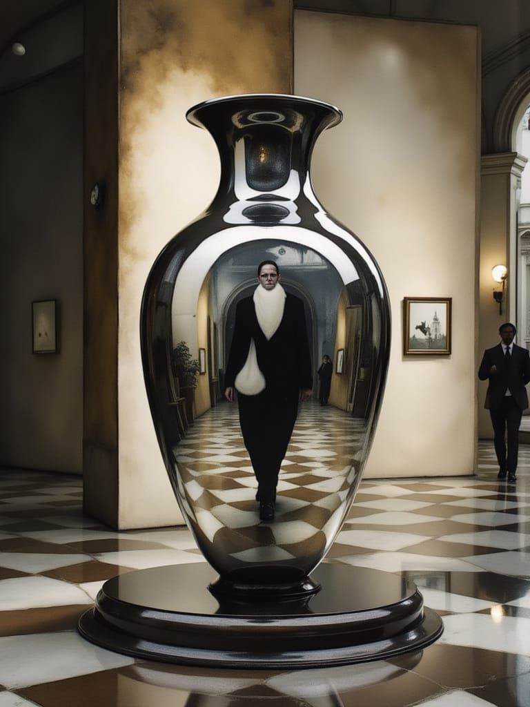 Surreal Museum Vase Reflects AI's Artistic Evolution