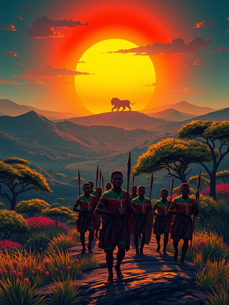 Surreal Kenyan Freedom Fighters March Towards a Blazing Suns...