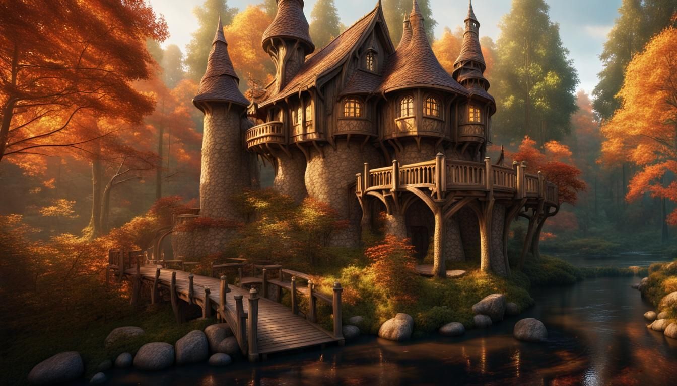 Fairytale Elven House in Autumnal Forest