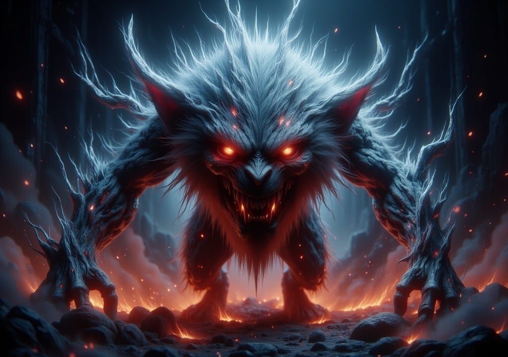 Furious Light Creature in Dark Fantasy Style