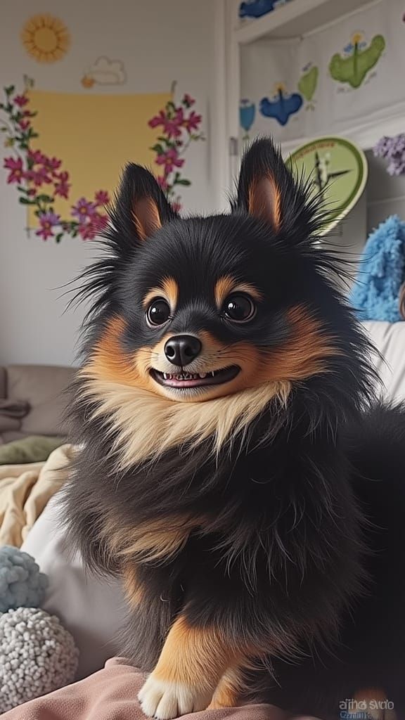 CGI Pomchi in Vibrant Nature Scene
